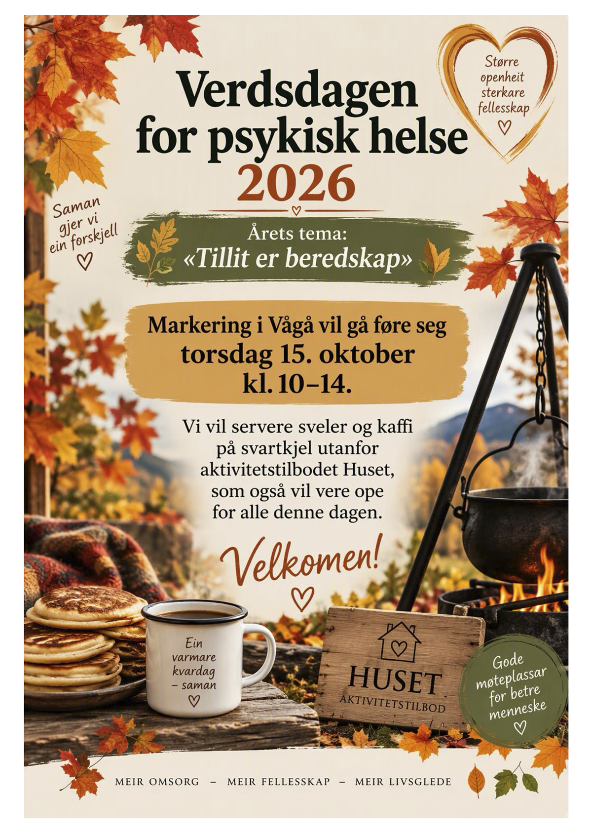 Verdensdagen for psykisk helse 2026, markering plakat - Klikk for stort bilde